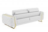 90" White And Silver Italian Leather Sofa