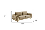 90" Beige And Silver Sofa