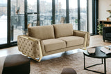 90" Beige And Silver Sofa