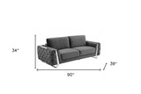 90" Gray And Silver Sofa