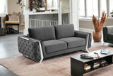 90" Gray And Silver Sofa