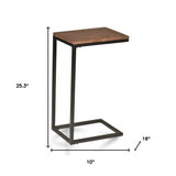 25" Black And Chestnut Solid Wood Rectangular End Table