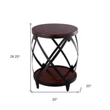 26" Black And Chestnut Solid Wood Round End Table