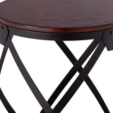 26" Black And Chestnut Solid Wood Round End Table