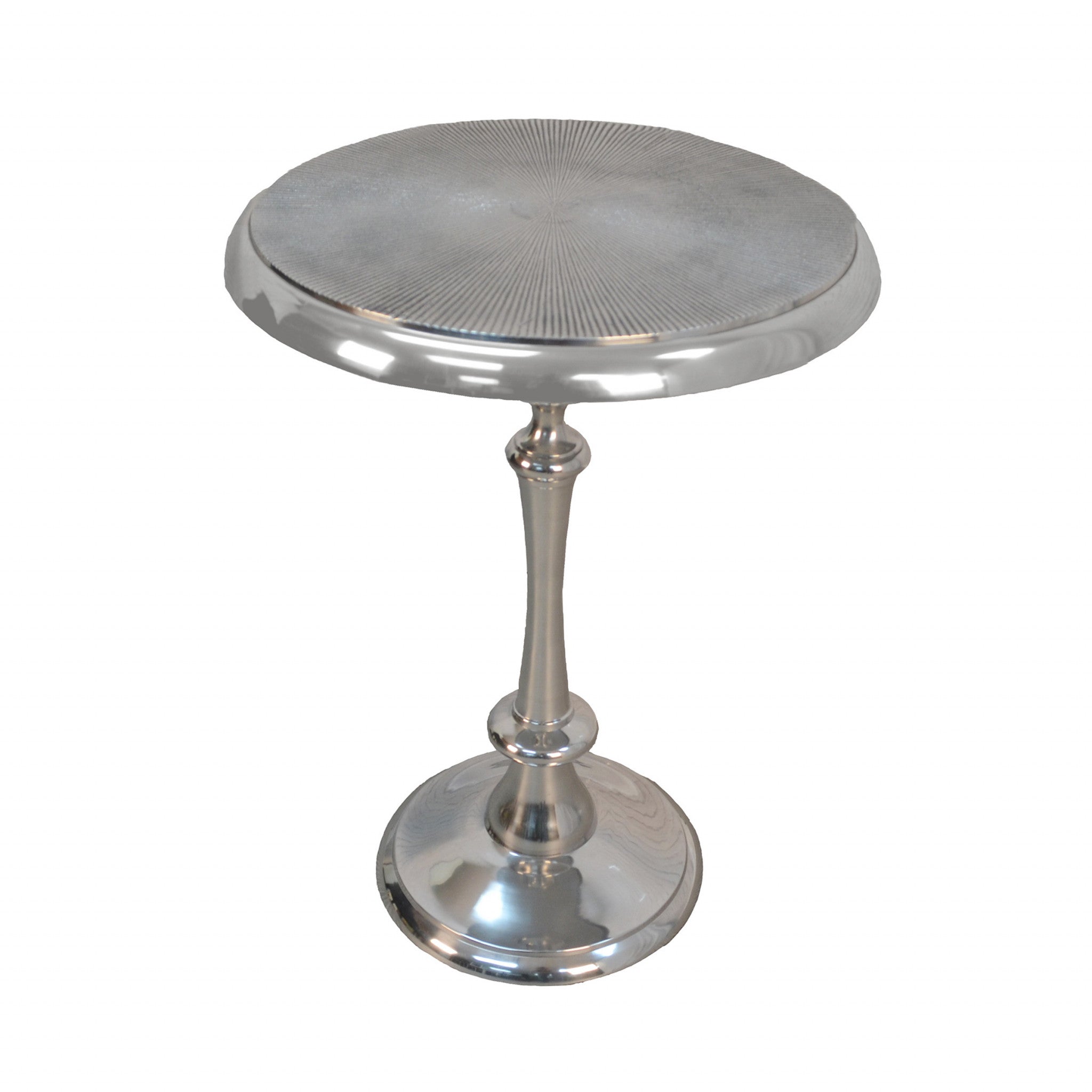 25" Aluminum Metal Textured Round Top End Table