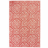 7' x 10' Pink Floral Stain Resistant Indoor Outdoor Area Rug