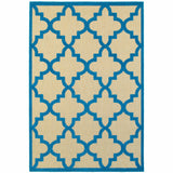 5' x 8' Blue and Beige Geometric Stain Resistant Indoor Outdoor Area Rug