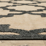 10' x 13' Beige and Black Geometric Stain Resistant Indoor Outdoor Area Rug