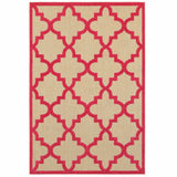5' x 8' Red Geometric Stain Resistant Indoor Outdoor Area Rug
