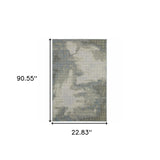 2' X 8' Blue and Gray Abstract Stain Resistant Indoor Outdoor Area Rug