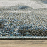 2' X 8' Blue and Gray Abstract Stain Resistant Indoor Outdoor Area Rug