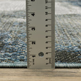 2' X 8' Blue and Gray Abstract Stain Resistant Indoor Outdoor Area Rug