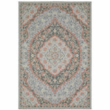 2' X 8' Blue Oriental Stain Resistant Indoor Outdoor Area Rug