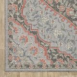 2' X 8' Blue Oriental Stain Resistant Indoor Outdoor Area Rug