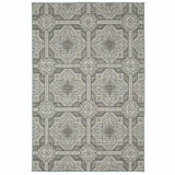 10' x 13' Blue and Gray Geometric Stain Resistant Indoor Outdoor Area Rug