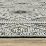 10' x 13' Blue and Gray Geometric Stain Resistant Indoor Outdoor Area Rug