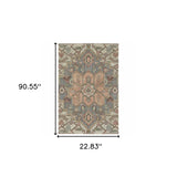 2' X 8' Blue Geometric Stain Resistant Indoor Outdoor Area Rug