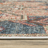 2' X 8' Blue Geometric Stain Resistant Indoor Outdoor Area Rug