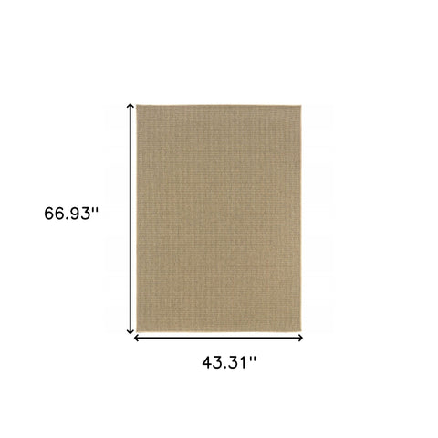 4' x 6' Beige Stain Resistant Indoor Outdoor Area Rug