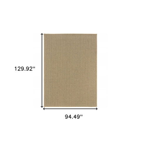 8' x 11' Beige Stain Resistant Indoor Outdoor Area Rug