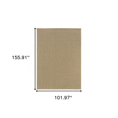9' X 13' Beige Stain Resistant Indoor Outdoor Area Rug