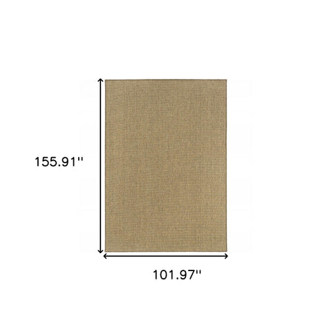 9' X 13' Tan Stain Resistant Indoor Outdoor Area Rug
