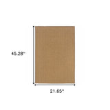 2' X 4' Tan Striped Stain Resistant Indoor Outdoor Area Rug