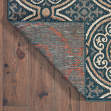 10' x 13' Blue and Gray Geometric Stain Resistant Indoor Outdoor Area Rug