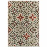 5' x 7' Gray Geometric Stain Resistant Indoor Outdoor Area Rug