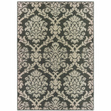 7' x 9' Gray Floral Stain Resistant Indoor Outdoor Area Rug