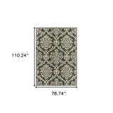 7' x 9' Gray Floral Stain Resistant Indoor Outdoor Area Rug