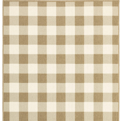 4' x 6' Gray and Ivory Geometric Stain Resistant Indoor Outdoor Area Rug