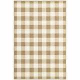 5' x 8' Gray and Ivory Geometric Stain Resistant Indoor Outdoor Area Rug