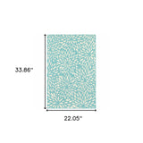 2' x 3' Blue and Ivory Floral Stain Resistant Indoor Outdoor Area Rug