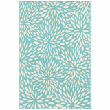 2' x 3' Blue and Ivory Floral Stain Resistant Indoor Outdoor Area Rug
