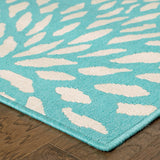 2' x 3' Blue and Ivory Floral Stain Resistant Indoor Outdoor Area Rug