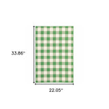 2' x 3' Green and Ivory Geometric Stain Resistant Indoor Outdoor Area Rug