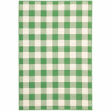 8' x 11' Green and Ivory Geometric Stain Resistant Indoor Outdoor Area Rug
