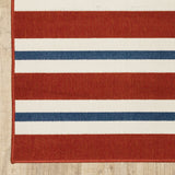 7' x 10' Red and Ivory Geometric Stain Resistant Indoor Outdoor Area Rug