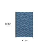 4' x 6' Blue Geometric Stain Resistant Indoor Outdoor Area Rug