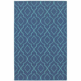 4' x 6' Blue Geometric Stain Resistant Indoor Outdoor Area Rug