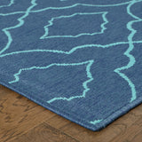 4' x 6' Blue Geometric Stain Resistant Indoor Outdoor Area Rug