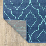 4' x 6' Blue Geometric Stain Resistant Indoor Outdoor Area Rug