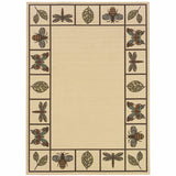 5' x 8' Brown and Ivory Abstract Stain Resistant Indoor Outdoor Area Rug