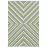 4' x 6' Blue and Green Geometric Stain Resistant Indoor Outdoor Area Rug