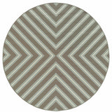 8' x 8' Blue and Gray Round Geometric Stain Resistant Indoor Outdoor Area Rug