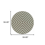 8' x 8' Blue and Gray Round Geometric Stain Resistant Indoor Outdoor Area Rug