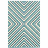 4' x 6' Blue Geometric Stain Resistant Indoor Outdoor Area Rug