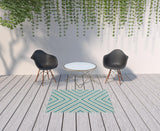 4' x 6' Blue Geometric Stain Resistant Indoor Outdoor Area Rug