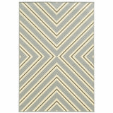 2' X 4' Gray and Ivory Geometric Stain Resistant Indoor Outdoor Area Rug
